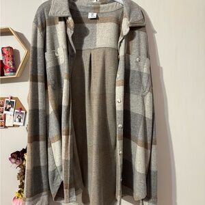 Dry Goods Gray and Brown Plaid Button-Up Shirt